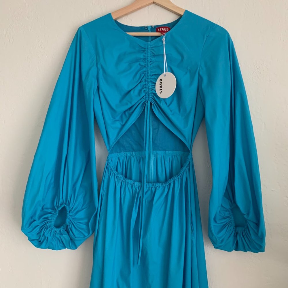 SOLD NWT Staud Tangier Cutout Ruched Maxi Dress XS - Picture 6 of 15